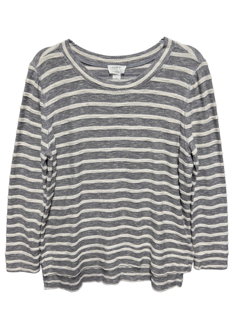 Pure Cotton Terry Striped Textured Sweatshirt Pullover